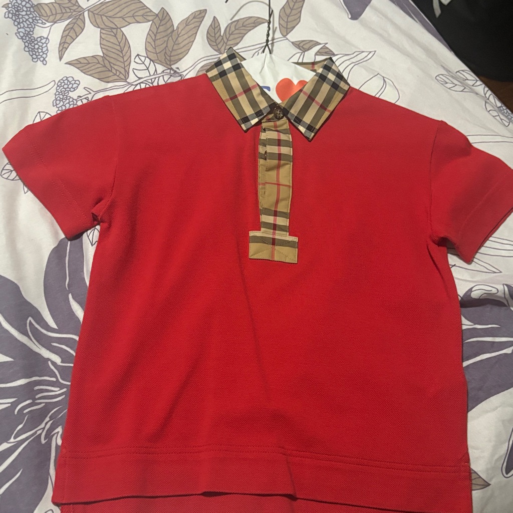 Burberry Red Polo With Plaid Accents